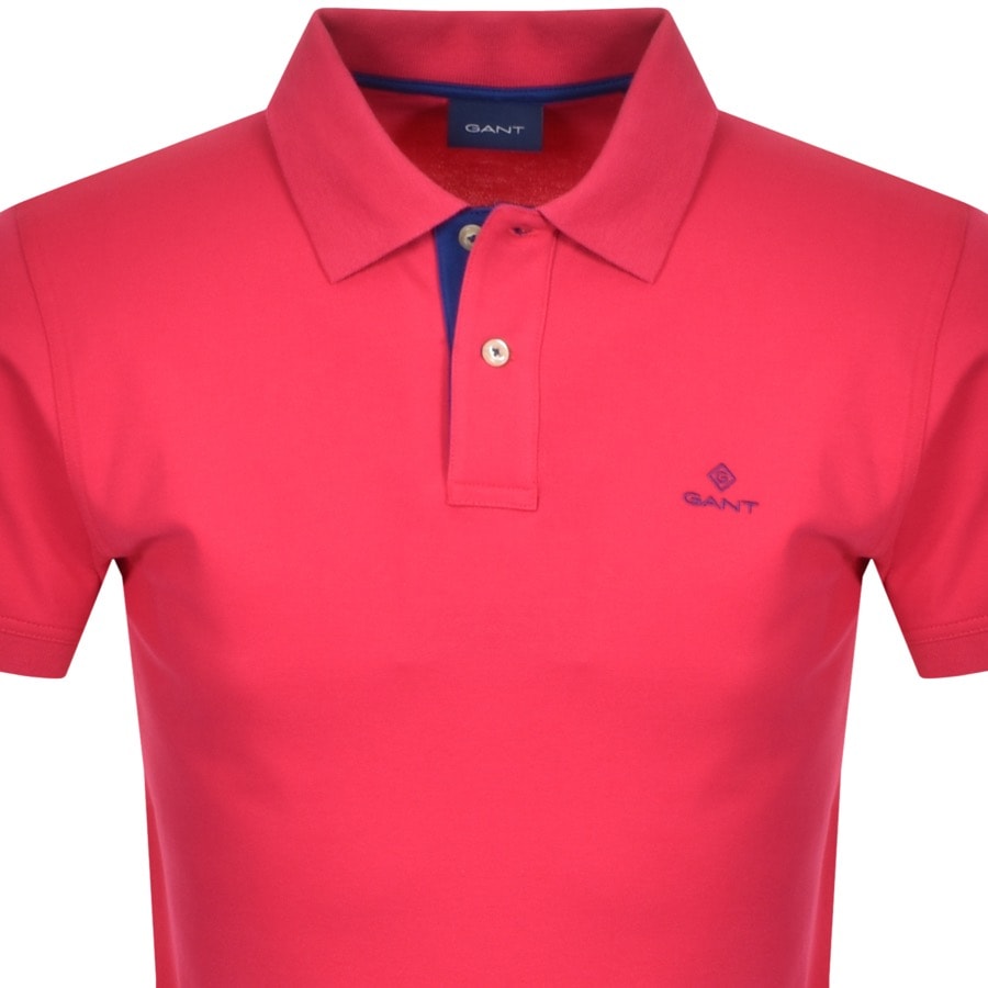 Alternative Image for ProductGant Contrast Collar Rugger Polo T Shirt Pink2